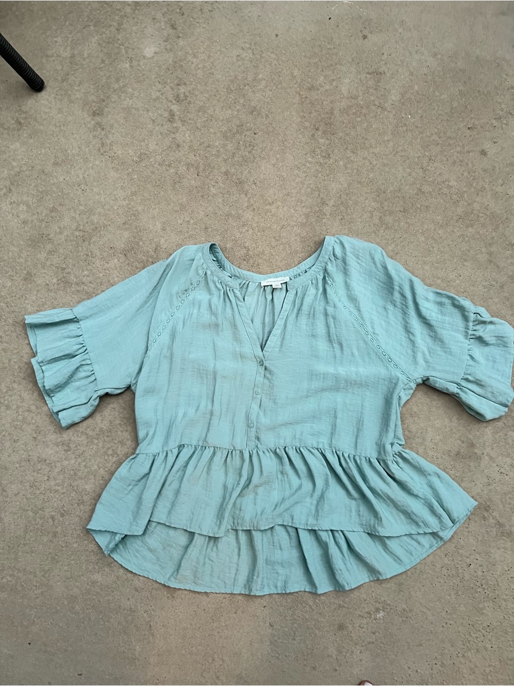 Treasure & Bond Light Aqua Ruffle Peplum Blouse